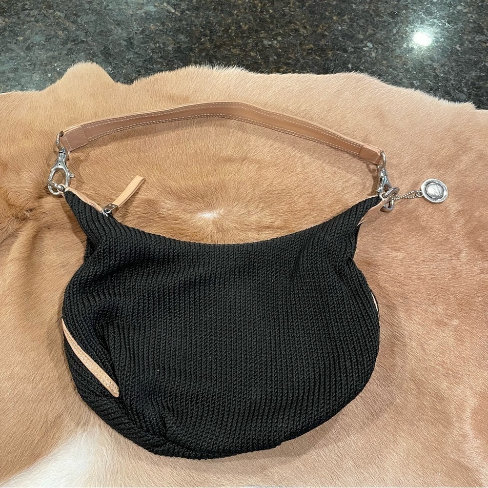 The sak pink label bag Black with Brown trim